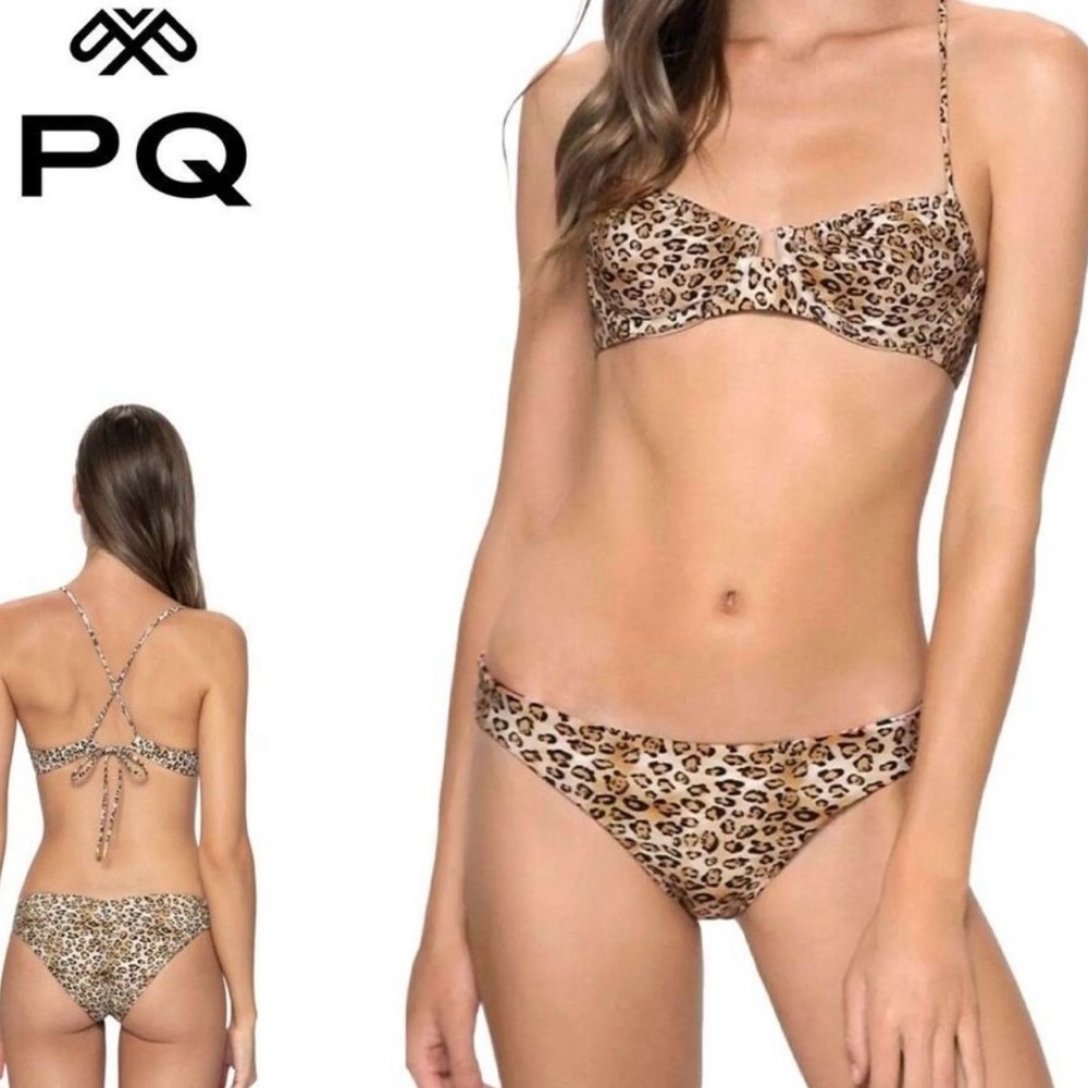 New. Pilyq/PQ Swim Leopard Underwire Bikini Top. Size Large. Retails $80‎